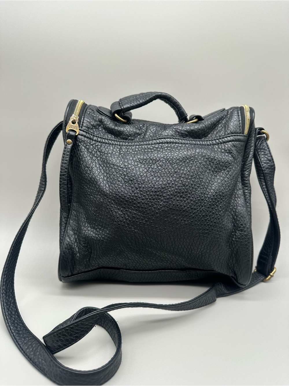 Vans Black Pebbled Pleather Crossbody with Brass Stud Accents - Picture 2 of 3